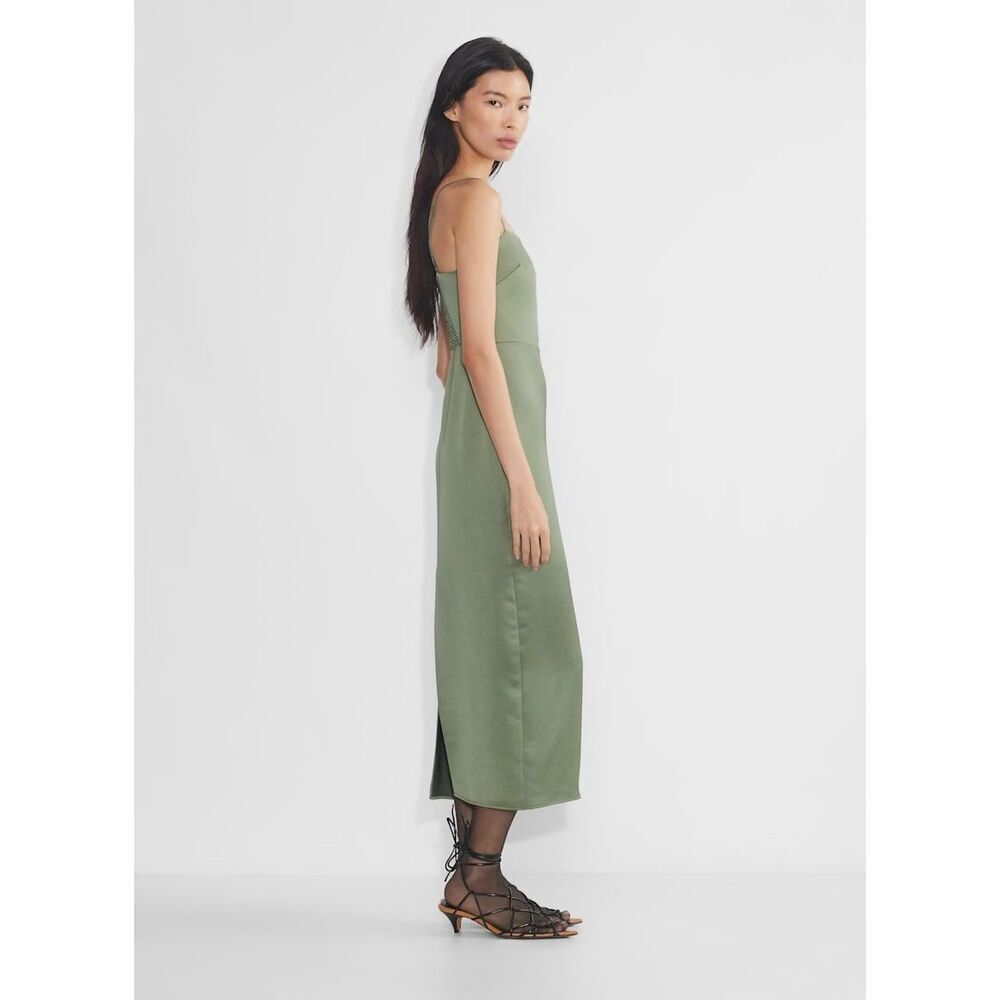 505. Wilfred aritzia Madelyn square neck Smokey sage green dress Sz 10 #120025 - Picture 2 of 16